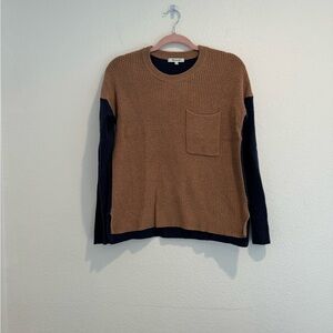 Madewell - Chunky Knit Color Block Sweater - Tan and Blue - Size XS